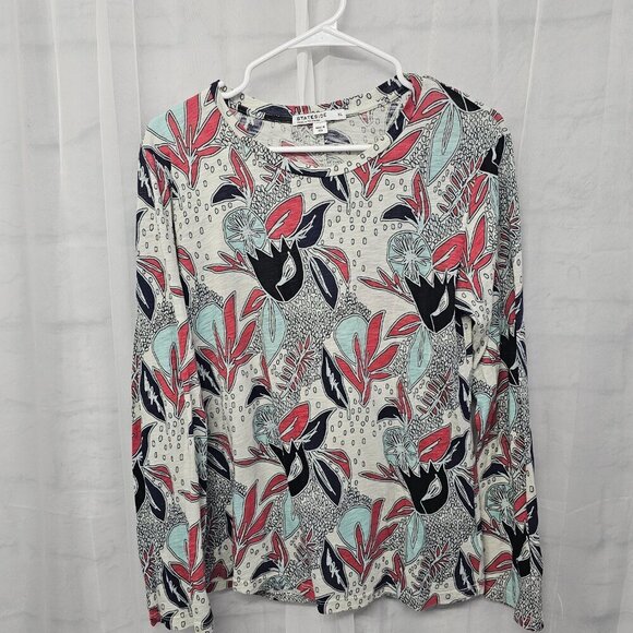 Stateside Blue Red Long Sleeve Tee Shirt Floral Artsy Boho XL - Picture 7 of 10